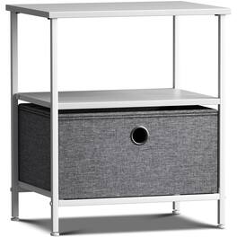 Sorbus - 1 Drawers Nightstand with Shelf - Steel Frame, Wood Top &Fabric Bins -Home, Bedroom, Office & College Dorm - White