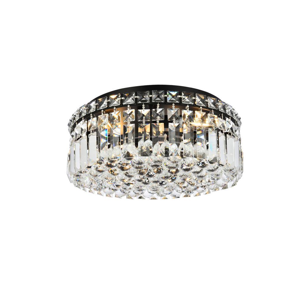 Alt View 4. Elegant Lighting - Maxime 14 inch black flush mount - Black And Clear.