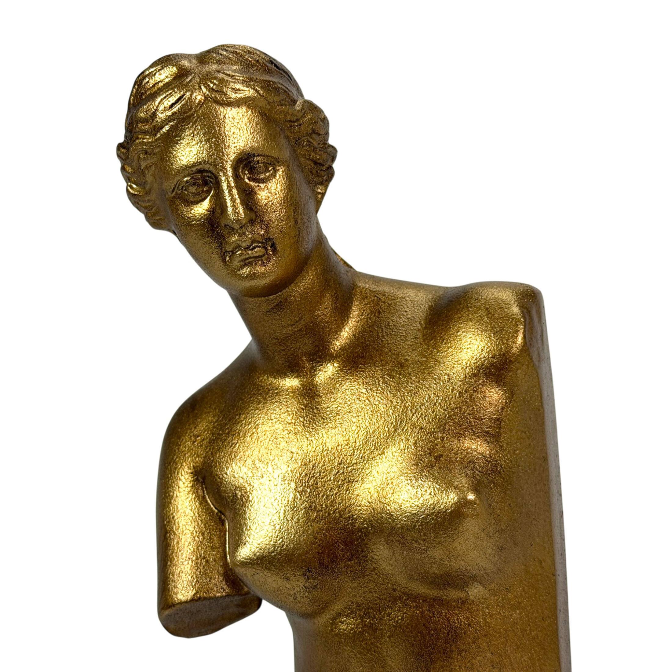 Alt View 4. Things2Die4 - Venus De Milo Bust Bookends Set of 2 Antique Gold Resin 9.75 in Tall - Gold.