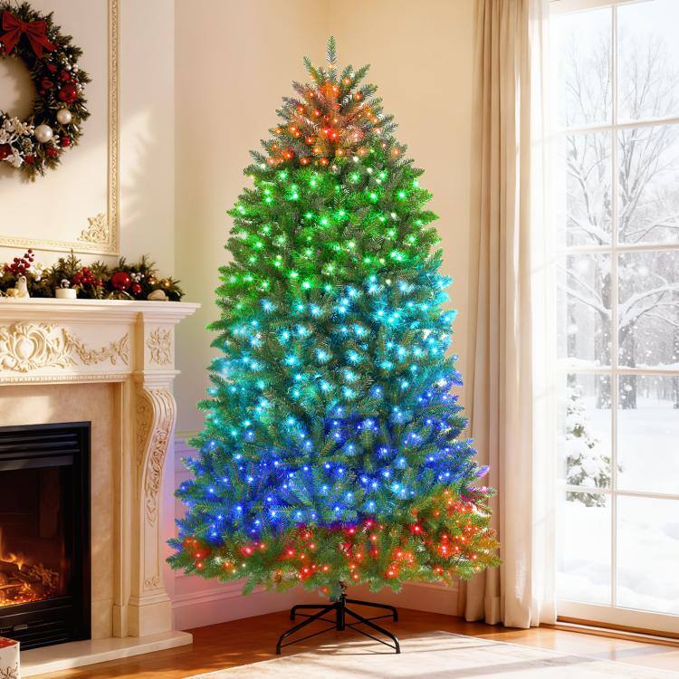 Alt View 2. PULUZ - 6ft Prelit Christmas Tree with Full-Spectrum LEDs, Smart App Control, Wide Full Hinged Xmas Tree, Easy Assembly - Green.