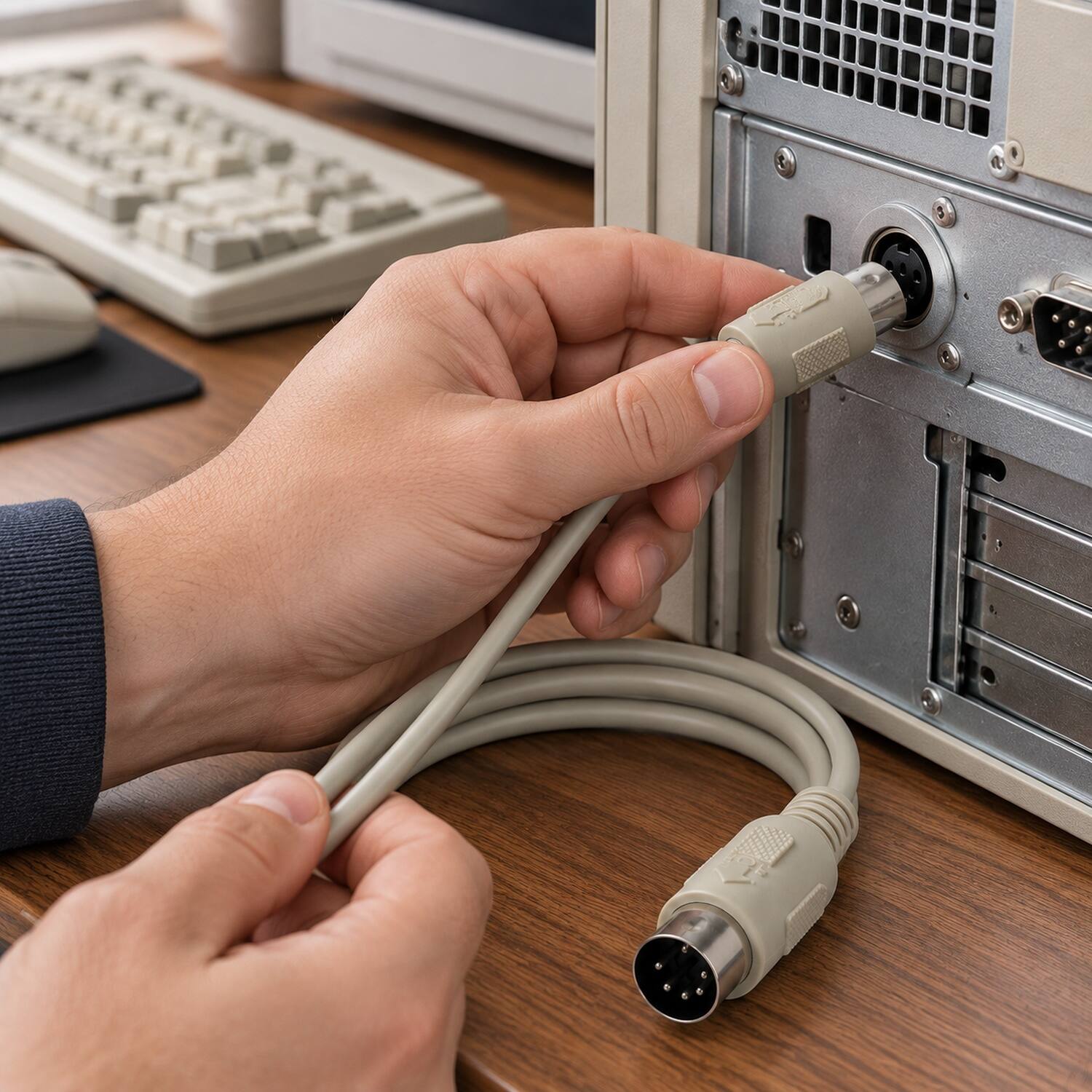 Back. Sanoxy - 6ft DIN5 M/M AT Keyboard Cable - Beige.