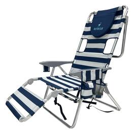 Deltess Ostrich 3 In 1 Portable Chair Cooler Bag & Reclining Lounger, Blue/White - Blue, White Striped