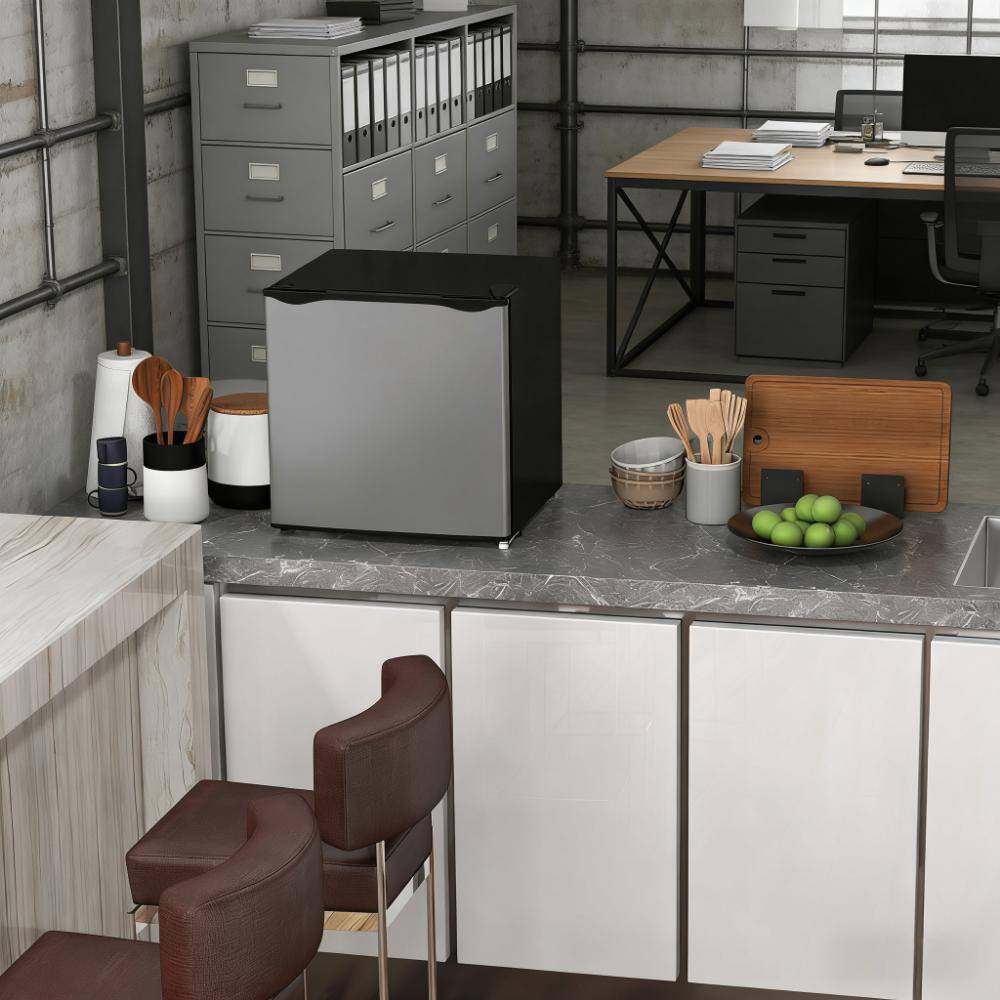 Back. Akoasm - 1.1 cu. ft. Compact Upright Freezer Countertop Mini Freezer for Apartments, Dorms, RVs-Silver - Silver.