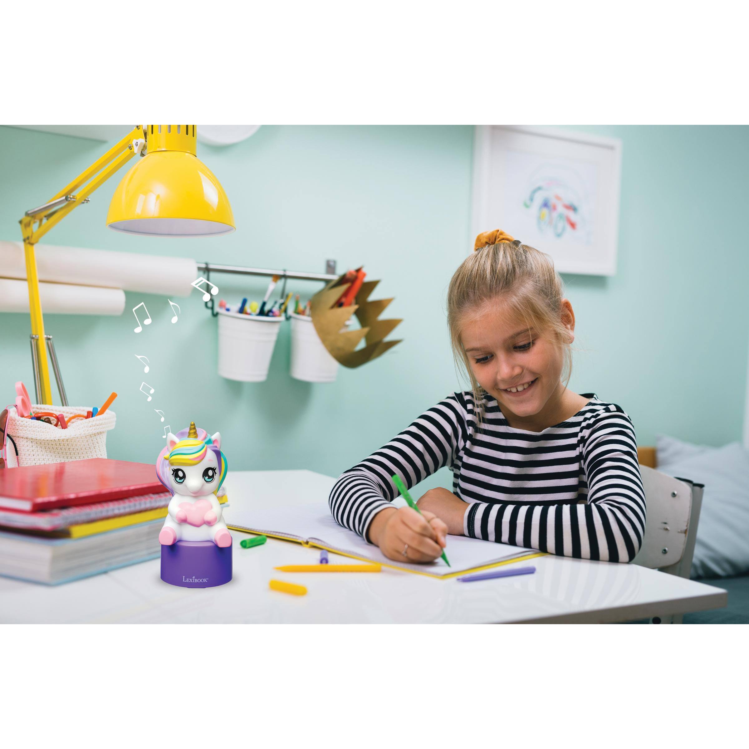 Alt View 3. Lexibook - Unicorn, nightlight Bluetooth speaker with colour changing LED light, auto shut off timer, portable rechargeable battery.