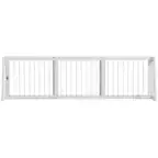 Front. Pawhut - Freestanding Pet Gate, Wooden Dog Gate w/28"-75" Retractable Length, Support Feet, Non-Slip Mats, 3 Panel for Indoor - White.