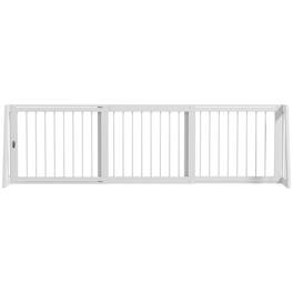 Pawhut - Freestanding Pet Gate, Wooden Dog Gate w/28"-75" Retractable Length, Support Feet, Non-Slip Mats, 3 Panel for Indoor - White