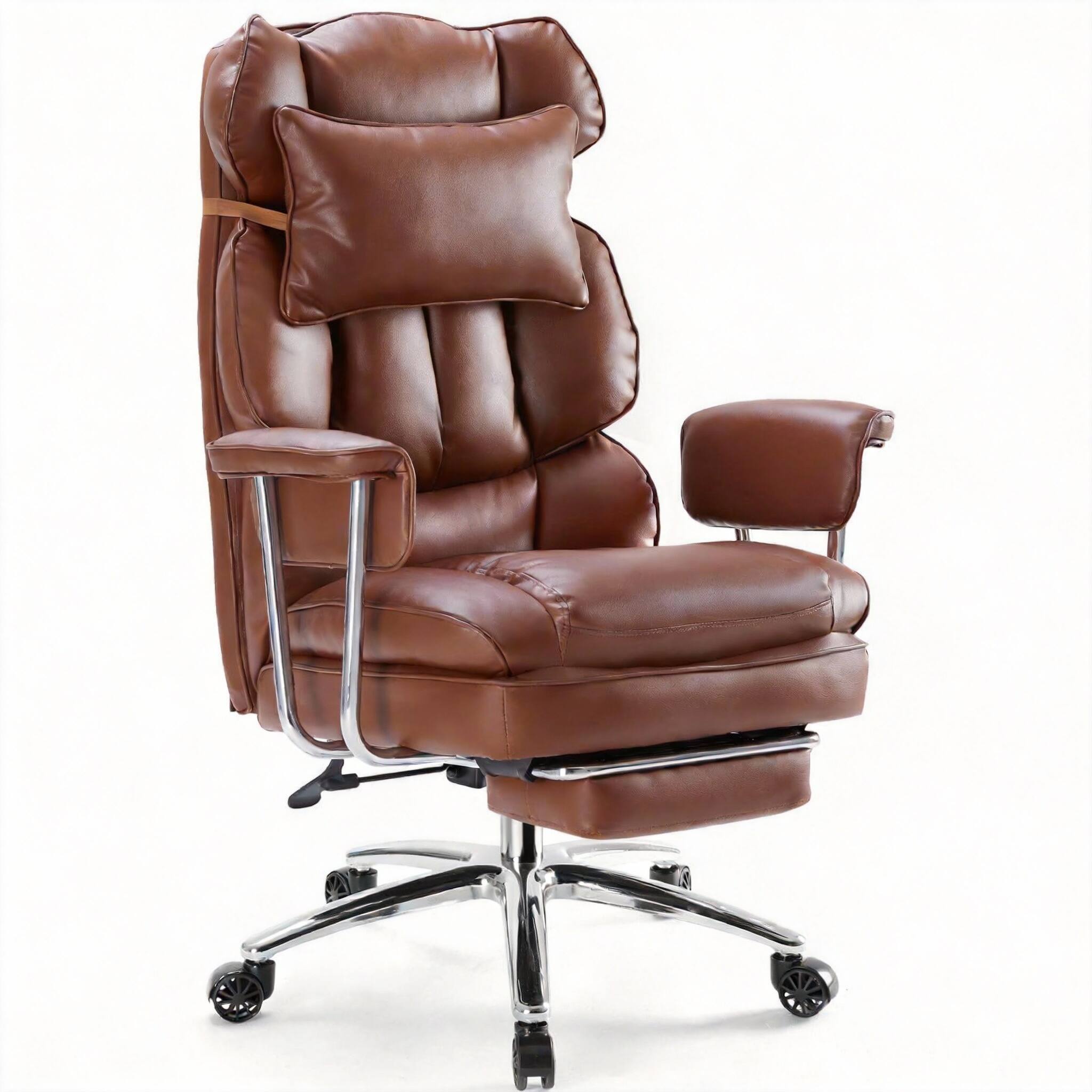 Brown High Back Desk Chair, PU Leather