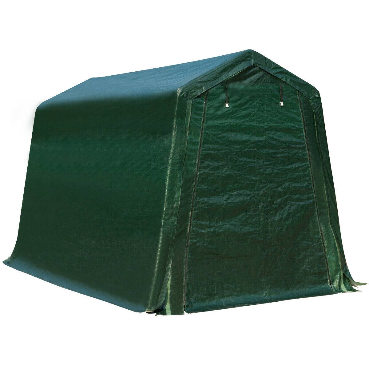 Alt View 7. Gymax - Gymax 7'x12' Patio Tent Carport Storage Shelter Shed Car Canopy Heavy Duty Green - Green.