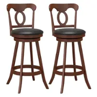 Costway Set of 2 Wooden Bar Stools 30" Swivel Bar Height Chairs with Footrest for Kitchen Pub - Espresso + Black - Front_Zoom