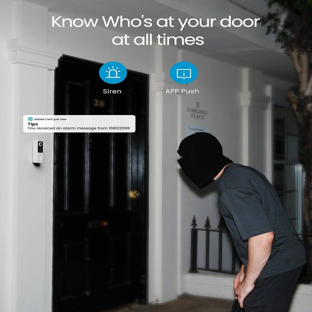 Know Who's at your door at all times

Siren

APP Push

leGeek cam just now
Tips
You received an alarm message from 108122099

3 CARLISLE PLACE
