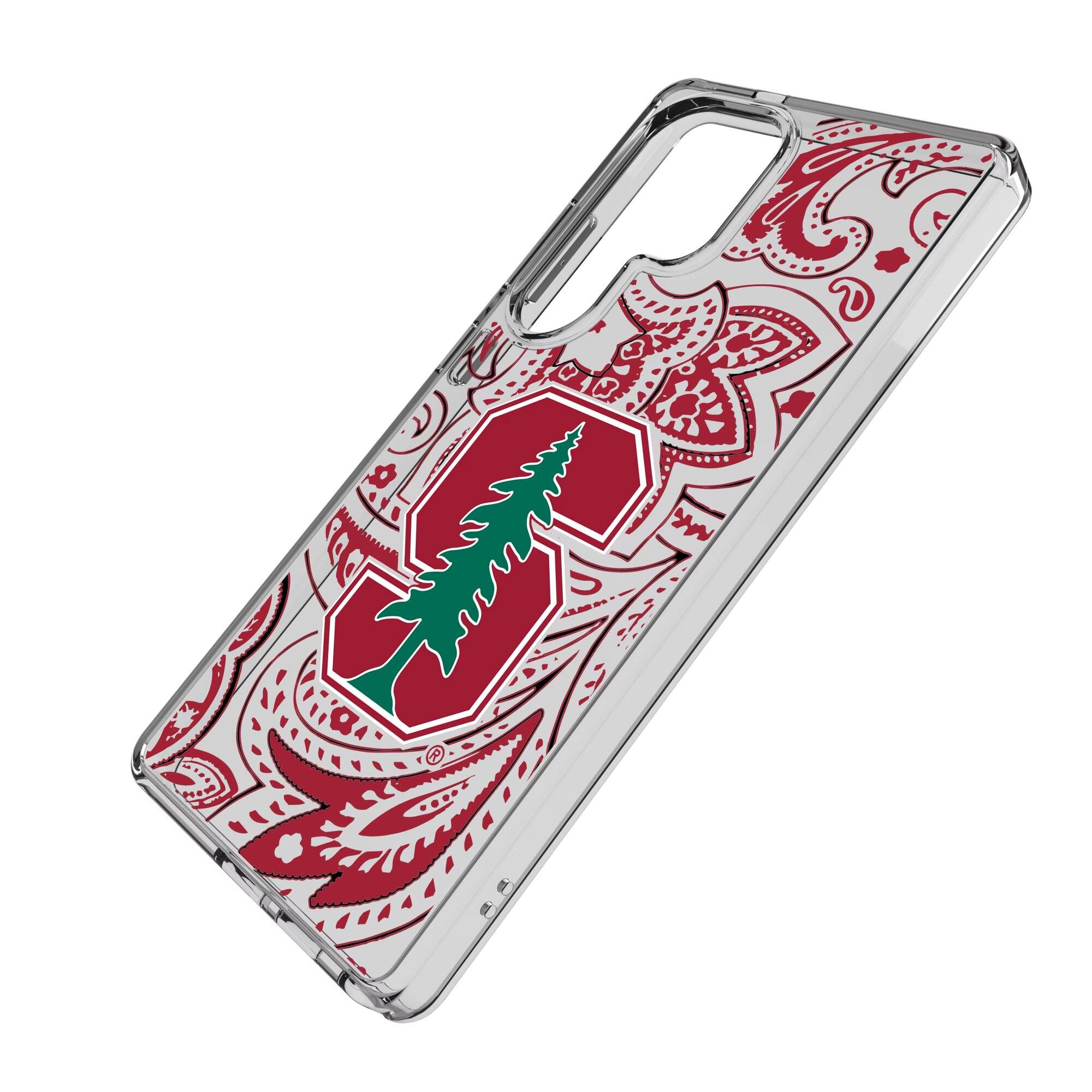 Alt View 1. Keyscaper - Stanford Cardinal Paisley Galaxy Clear Case - S23 Ultra - Multicolor.
