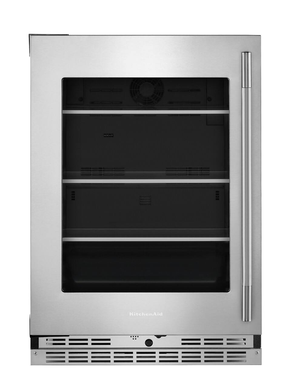 KitchenAid - 5.2 Cu. Ft. Undercounter Refrigerator Glass Door and Shelves with Metallic Accents - PrintShield Stainless Finish - Front_Zoom