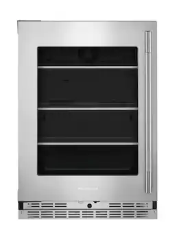 KitchenAid - 5.2 Cu. Ft. Undercounter Refrigerator Glass Door and Shelves with Metallic Accents - PrintShield Stainless Finish