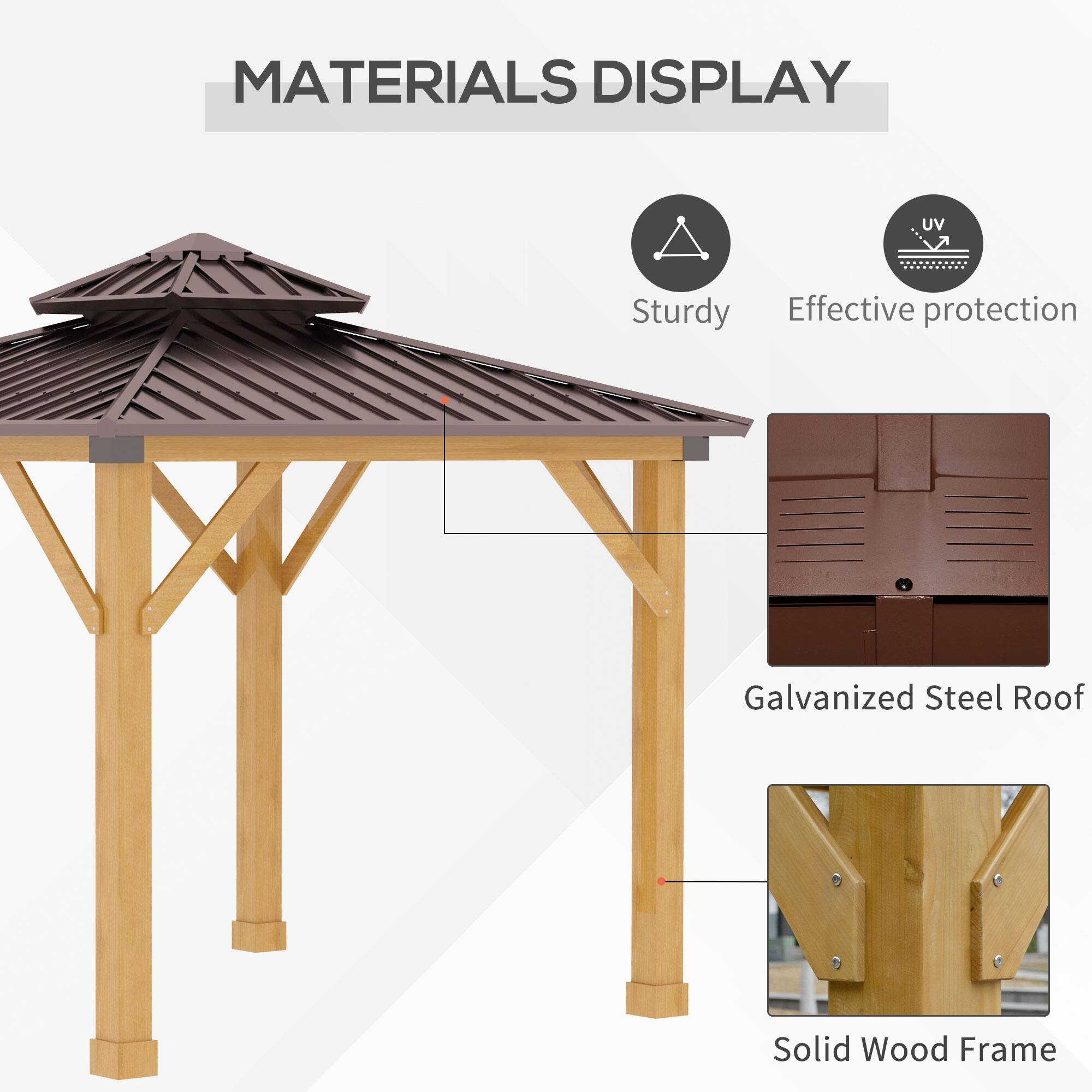 MATERIALS DISPLAY

- Sturdy
- Effective protection

- Galvanized Steel Roof
- Solid Wood Frame