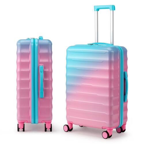 Alt View 1. Winado - 24" Checked Luggage Trolley PC+ABS Hardside Medium Suitcase with Double Spinner Wheels & TSA Lock for Travel Business - Gradient Pink to Blue.