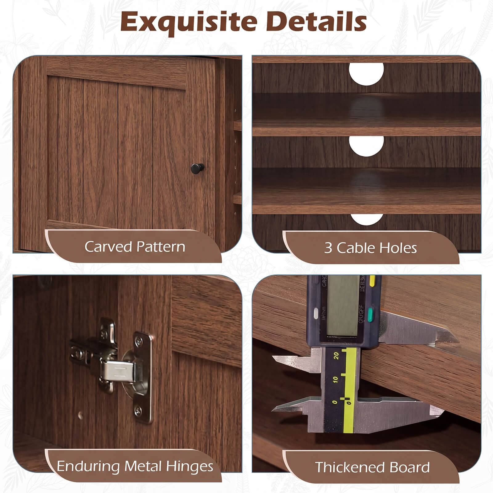 Exquisite Details

- Carved Pattern
- 3 Cable Holes
- Enduring Metal Hinges
- Thickened Board