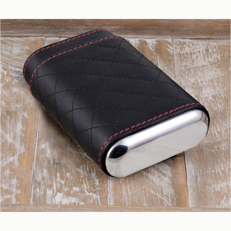 Back. Prestige - Drexel Diamond Stitch Case (Black) - Black Leather Finish.