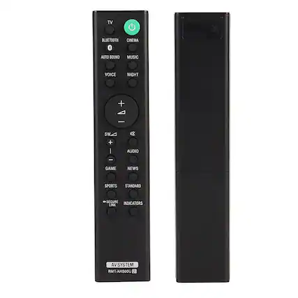 TV BLUETOOTH CINEMA AUTO SOUND MUSIC VOICE NIGHT + - SW + AUDIO GAME NEWS SPORTS STANDARD SECURE LINK INDICATORS AV SYSTEM RMT-AH500U