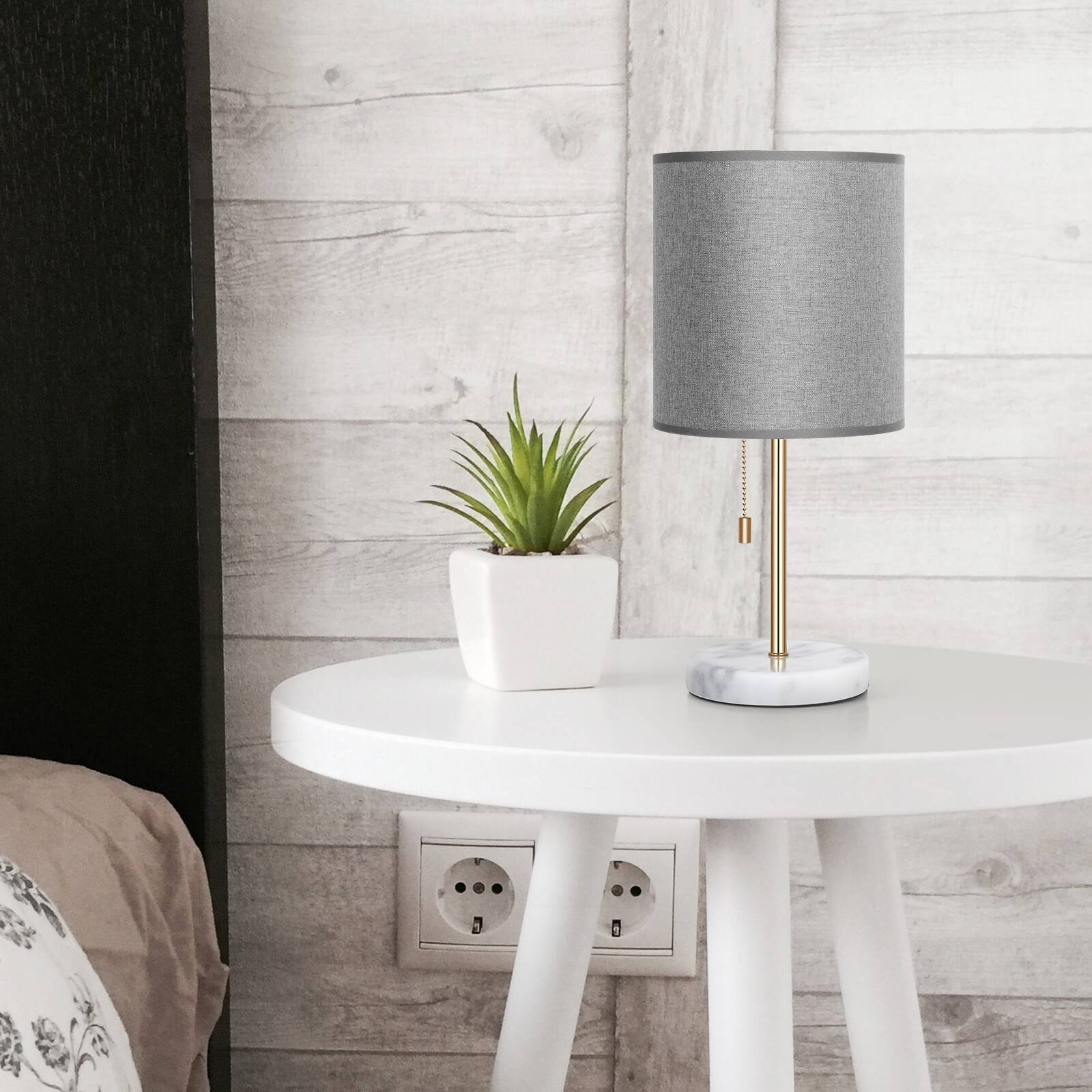 Alt View 3. Oumilen - Modern Table Lamp with Marble Base Nightstand Lamp for Bedroom Living Room Gray.