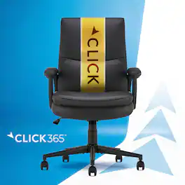 Click365 - Ergonomic Executive Office Chair with Lumbar Support Home Office Desk Chair with Adjustable Height & Padded Arms - Black