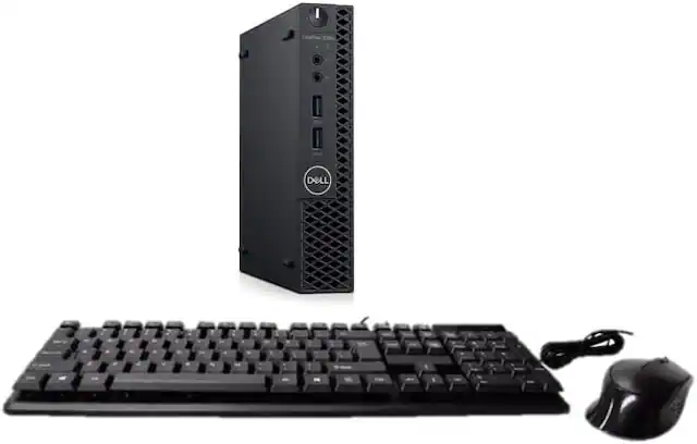 Front. Dell - Dell OptiPlex 3060 Micro Computer PC, Intel Core i5-8500T, 32GB DDR4 Ram, 512GB SSD, Wi-Fi, Keyboard & Mouse, Win11Pro - Black.