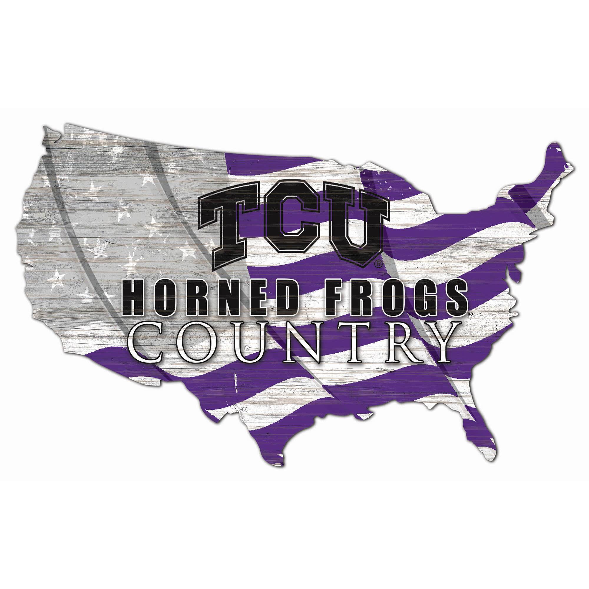 TCU Horned Frogs USA Flag Cutout Sign