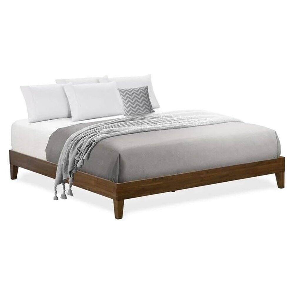 Front. East West Furniture - East West Furniture King Size Platform Bed Frame with 4 Hardwood Legs and 2 Extra Center Legs - Walnut Finish - Multi-Color.