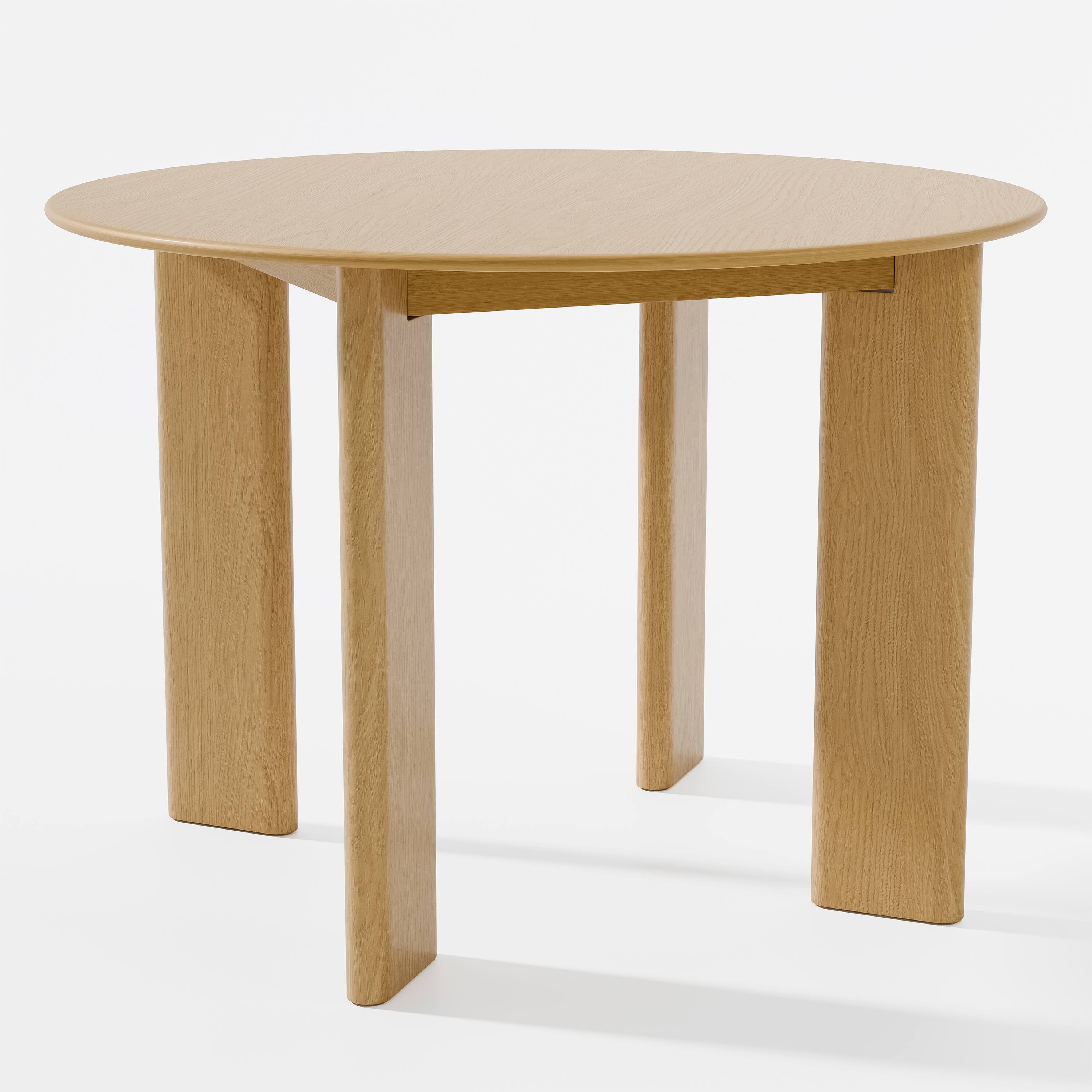 Angle. Lirago - 42in. Tapered Leg Round Natural Dining Table Solid Wood Timeless Style,Seats 6 People - Beige.