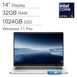 Dell - Pro 14 14'' FHD+ Laptop - Intel Core Ultra 5 235U - 32GB Memory - 1TB SSD - Windows 11 Pro - Silver