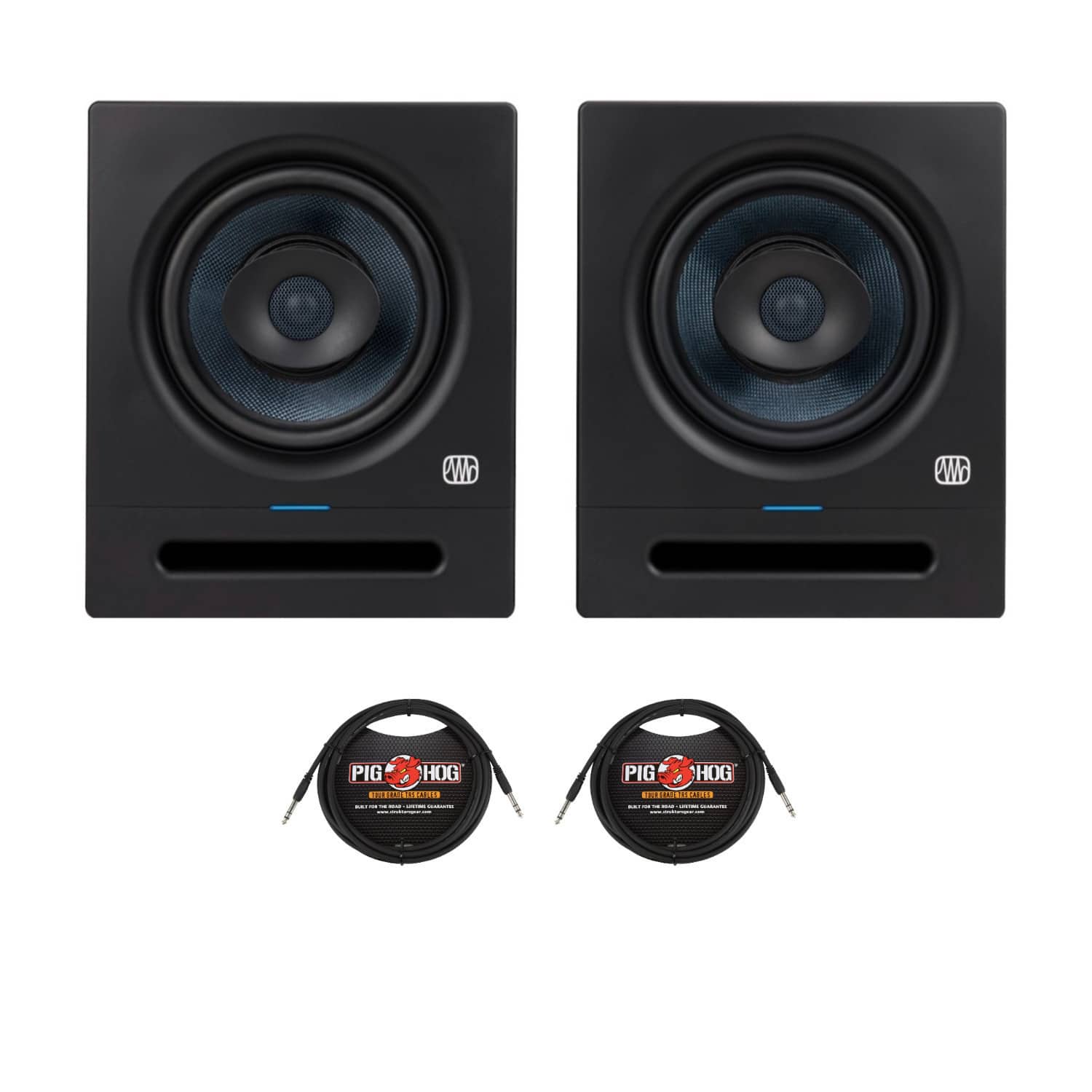 PreSonus - Eris Pro 8 8-Inch 2-way Studio Monitor (Pair) with 1/4-Inch TRS Cables