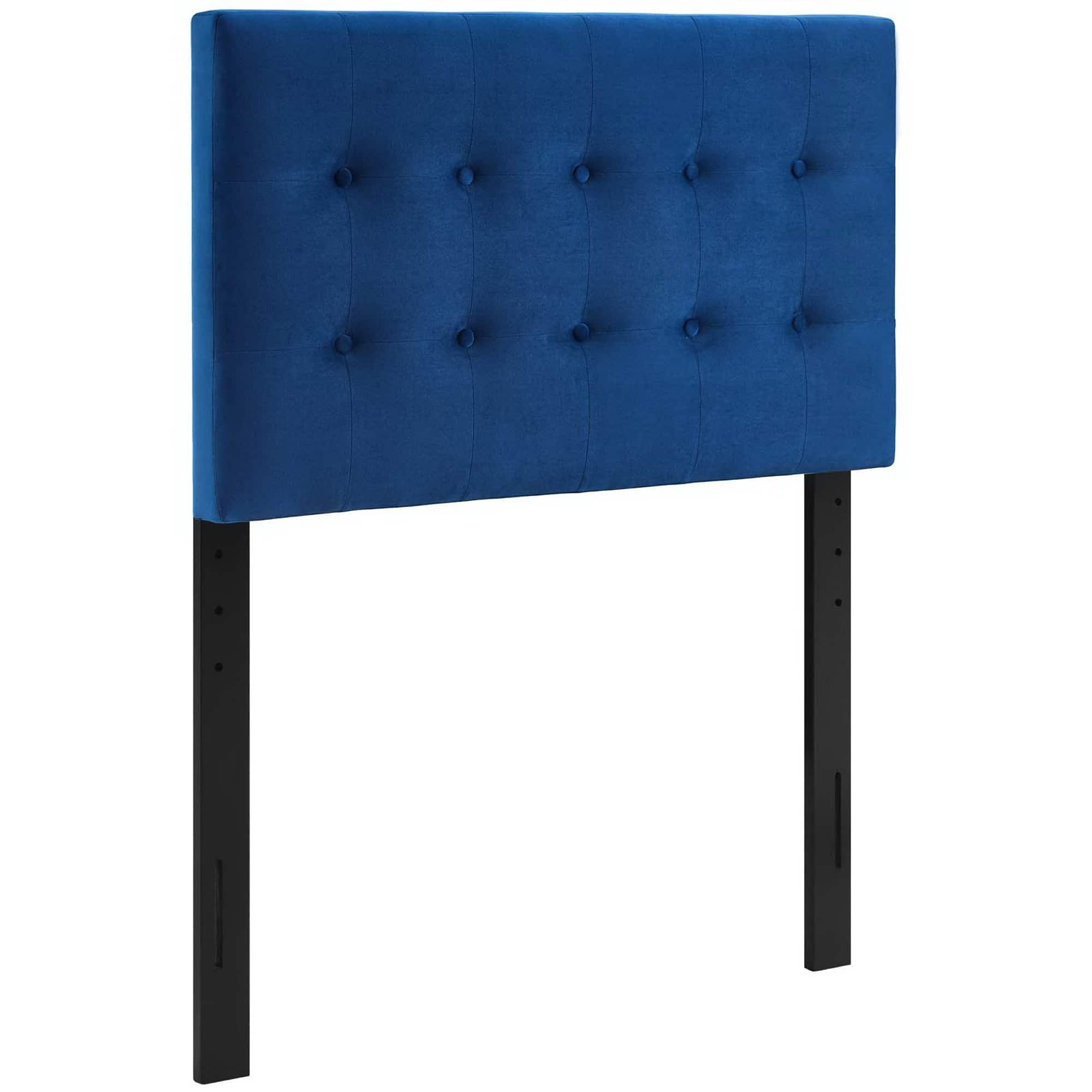 Emily Biscuit Tufted Performance Velvet Twin Headboard by Modway - Blue