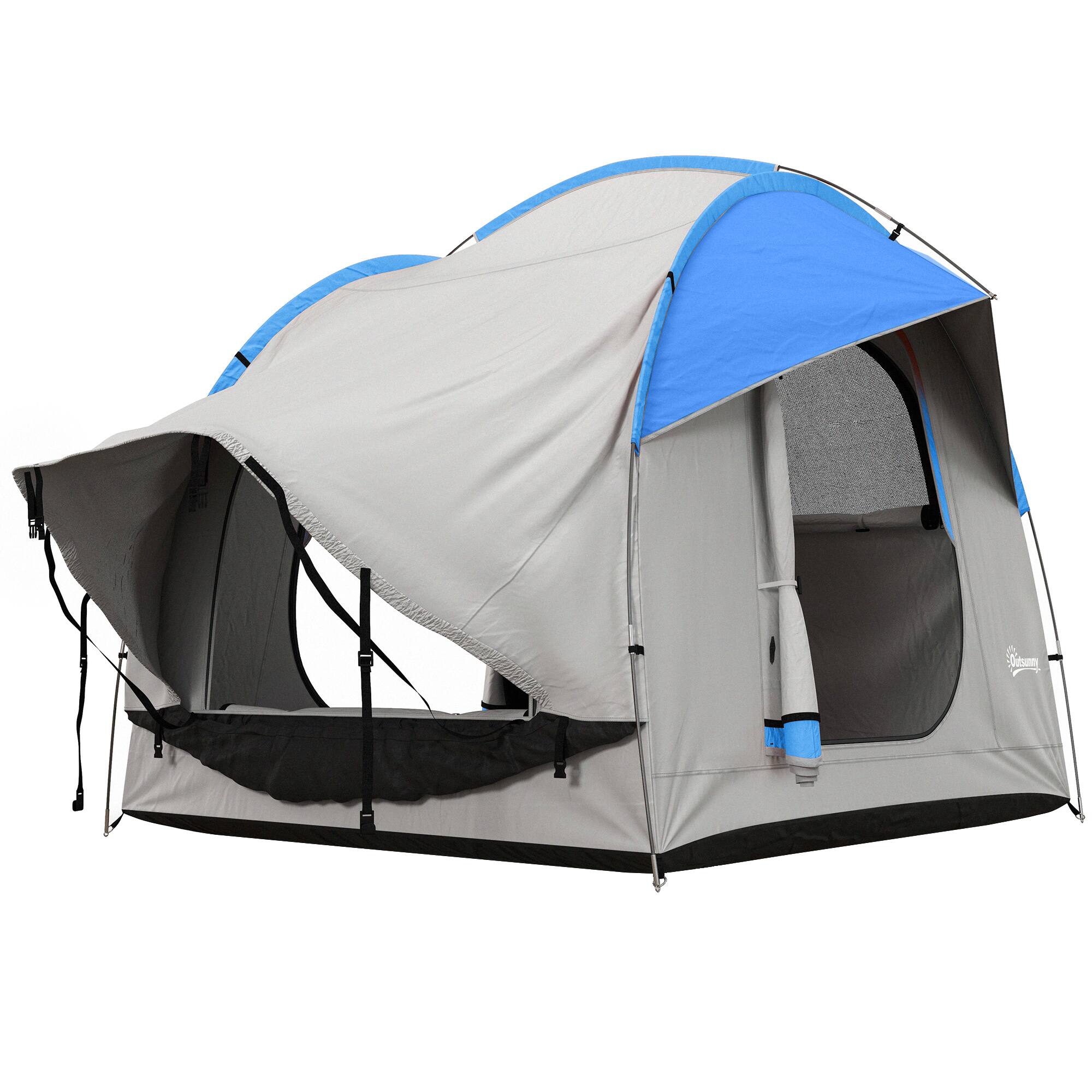 Front. Outsunny - Waterproof SUV Tent, Car Tent with 3 Doors and Mesh Window, for 5-6 Person Camping Travel - Gray and Blue.