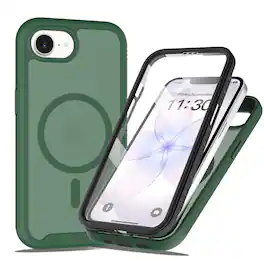 Dteck - for Apple iPhone 17e/16e Magnetic Matte Case with Built-in Screen Protector,Shockproof Full Body Protective Cover - Green