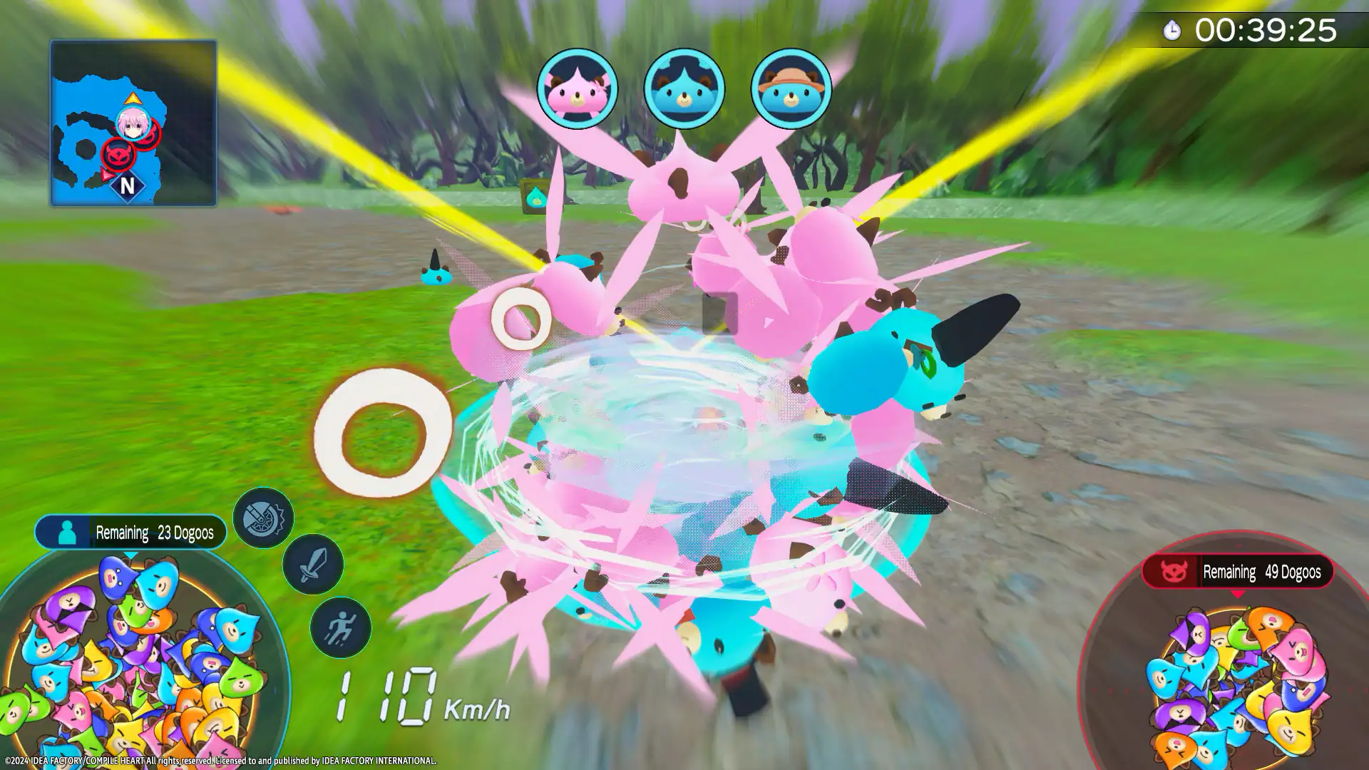 00:39:25 Remaining 23 Dogoos Remaining 49 Dogoos 10 Km/h 2024 IDEA FACTORY COMPI LE HEART All rights reserved. Copyrighted o and published by DEA FACTORY INTERNATIONAL