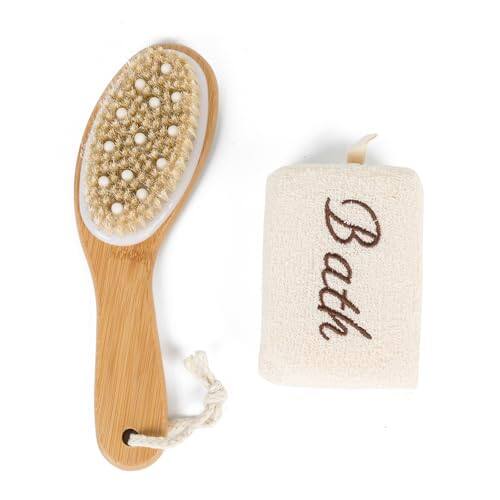 Front. Vulpecula Spade - Dry Body Brush,Bamboo Handle with Natural Boar Bristle Exfoliating Shower Brush,Detoxifying Body Exfoliator for Skin.