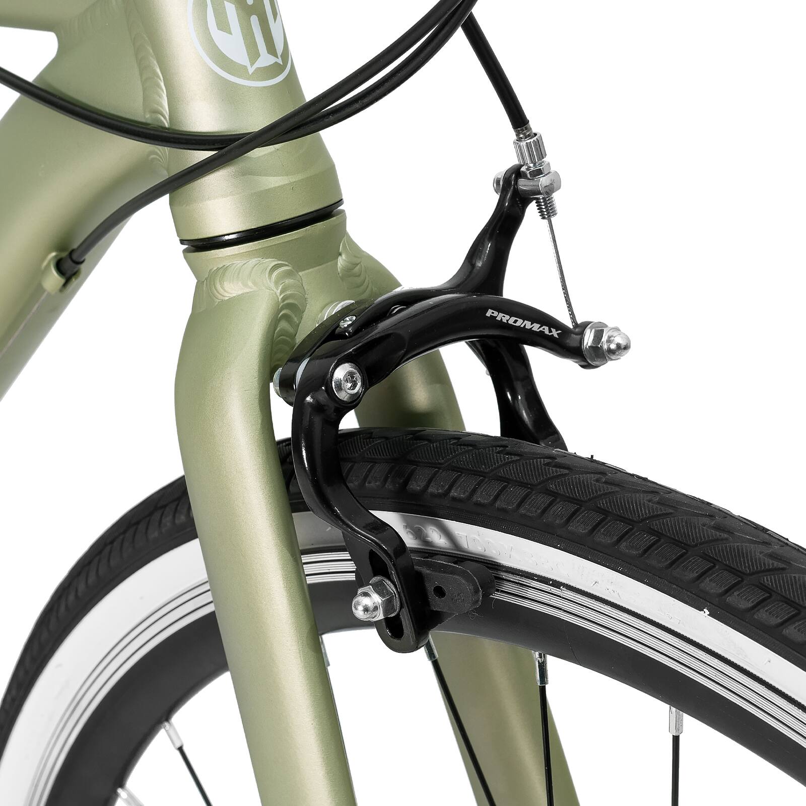 Alt View 6. HILAND - HILAND Flow 700C Adult Hybrid Bike, 7 Speeds Commuter Bicycle for Men Women, Aluminum Alloy Frame, Green - green.
