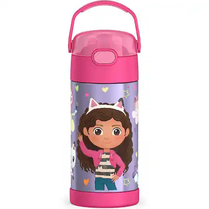 Front. Thermos - Thermos 12 oz. Kid's Funtainer Insulated Water Bottle - Gabby's Dollhouse - Gabby's Dollhouse.