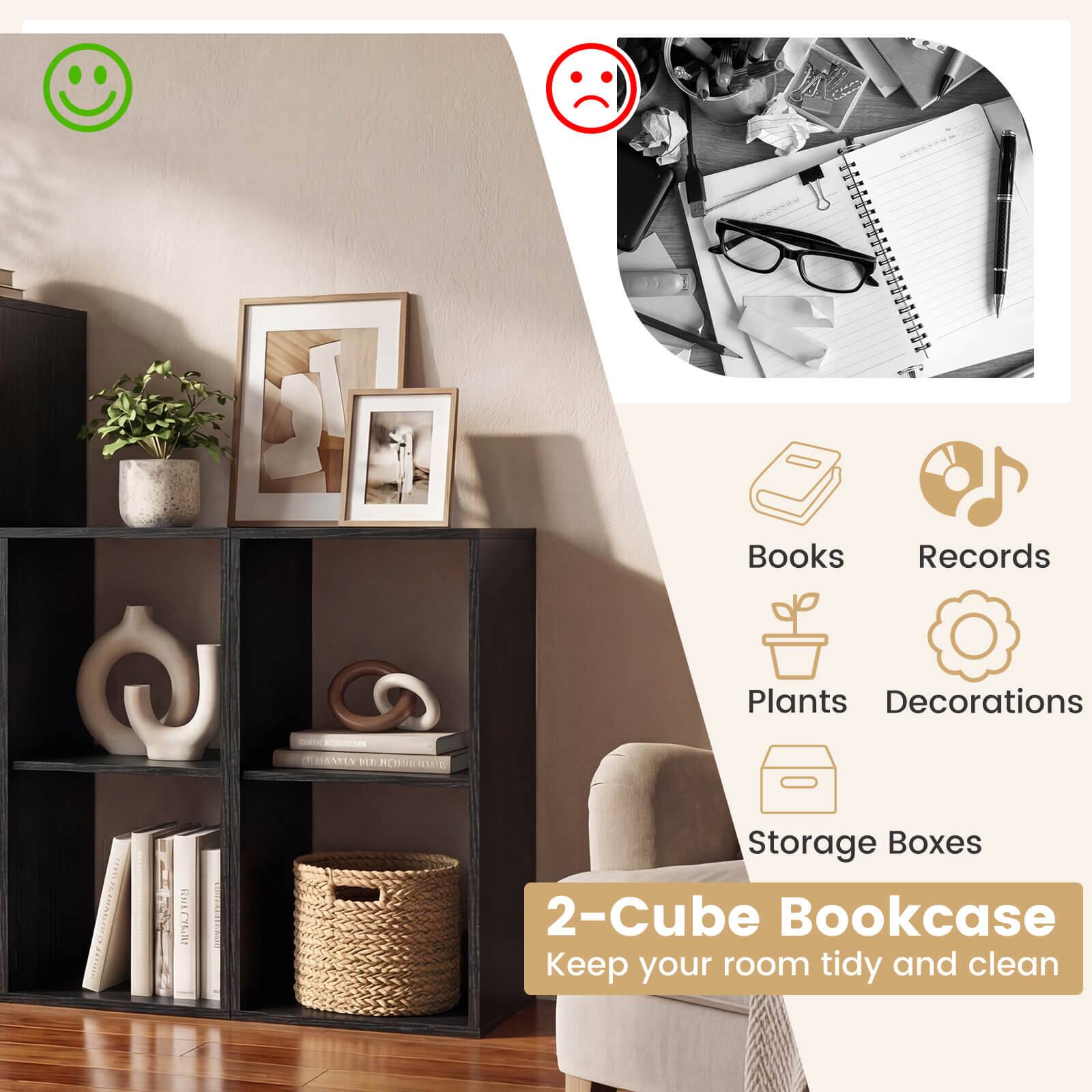 2-Cube Bookcase  
Keep your room tidy and clean  

Books  
Records  
Plants  
Decorations  
Storage Boxes