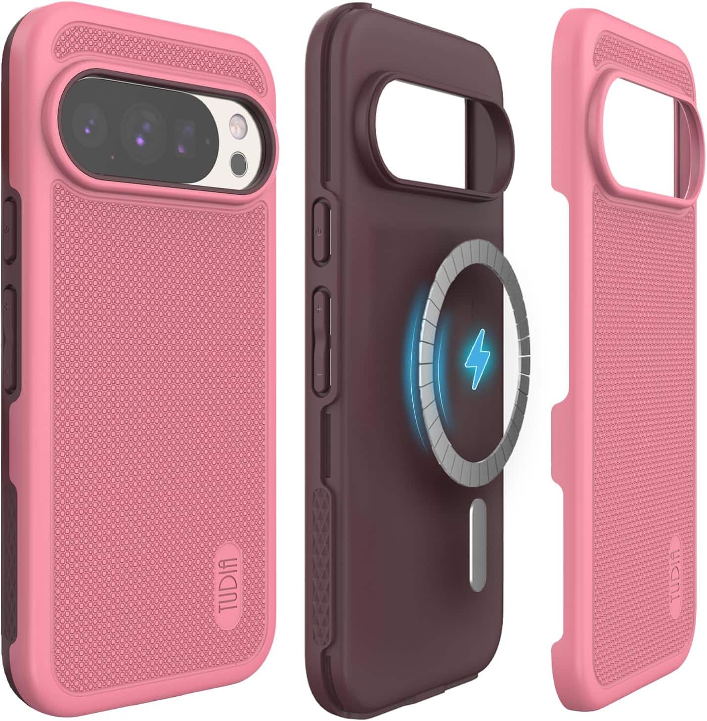 TUDIA - MergeGrip for Google Pixel 10 Case / Pixel 10 Pro Case 2025 Compatible with Magsafe & Pixelsnap - Smokey Pink - Magnetic Smokey Pink