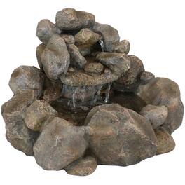 Sunnydaze - Electric Resin Rocky Ravine Outdoor Water Fountain - 18 in - Gray