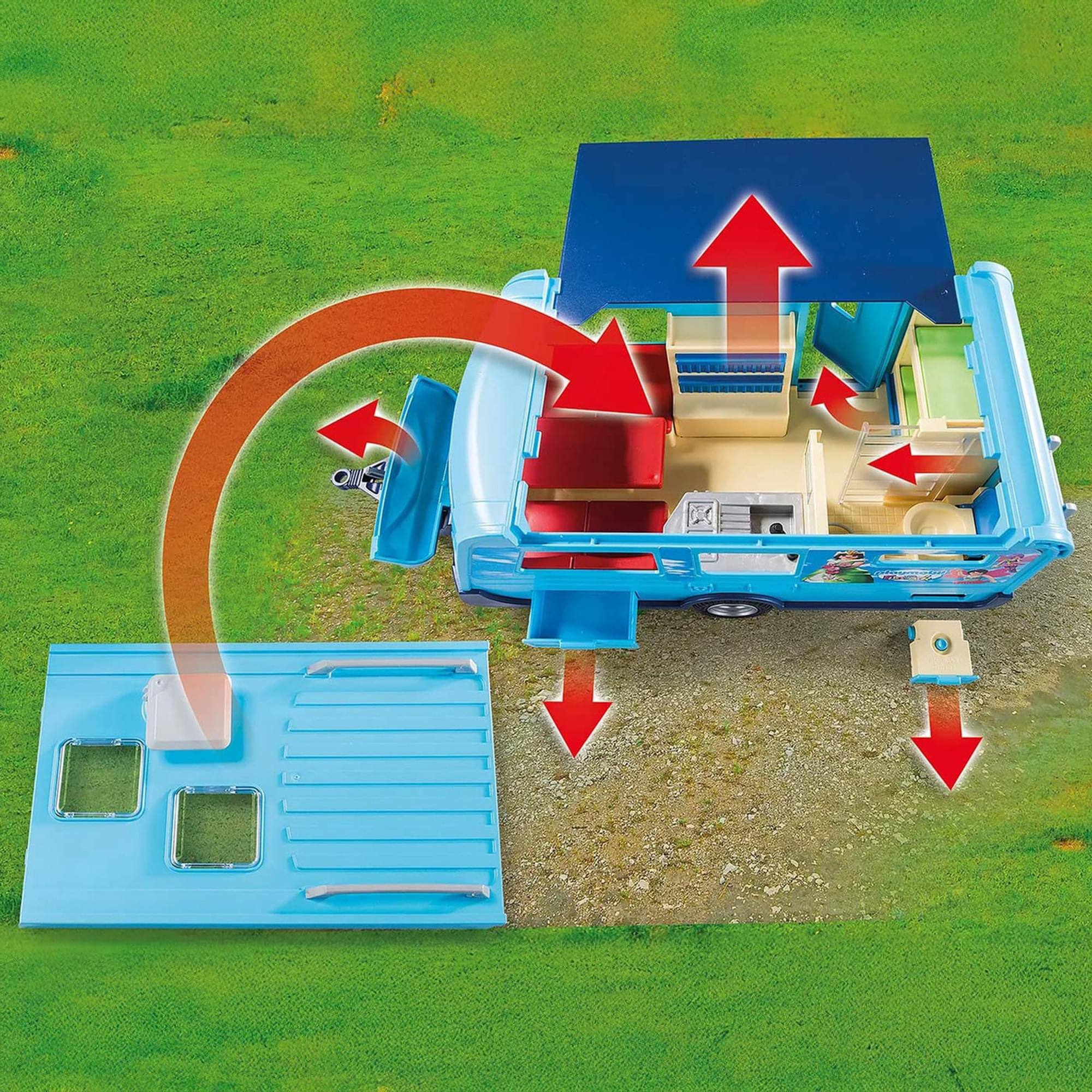 Alt View 10. Playmobil - Playmobil 9502 Family Fun FunPark Pick-Up With Trailer Building Set - Blue.