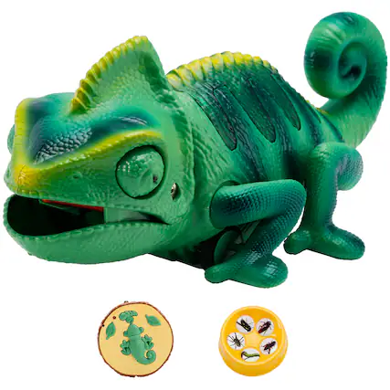 Front. Topteng - Infrared Remote Control Chameleon Toy with LED Light & Tongue - Realistic Animal Action, 50 Min Play, Gift for Kids.