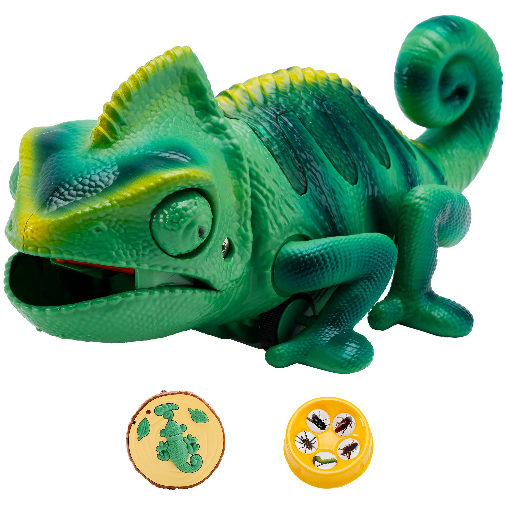 Front. Topteng - Infrared Remote Control Chameleon Toy with LED Light & Tongue - Realistic Animal Action, 50 Min Play, Gift for Kids​.