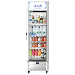 Coolski - 12.5 Cu.ft. Commercial Merchandiser Refrigerator, LED Lighting and Adjustable Shelves in Sliver - Silver