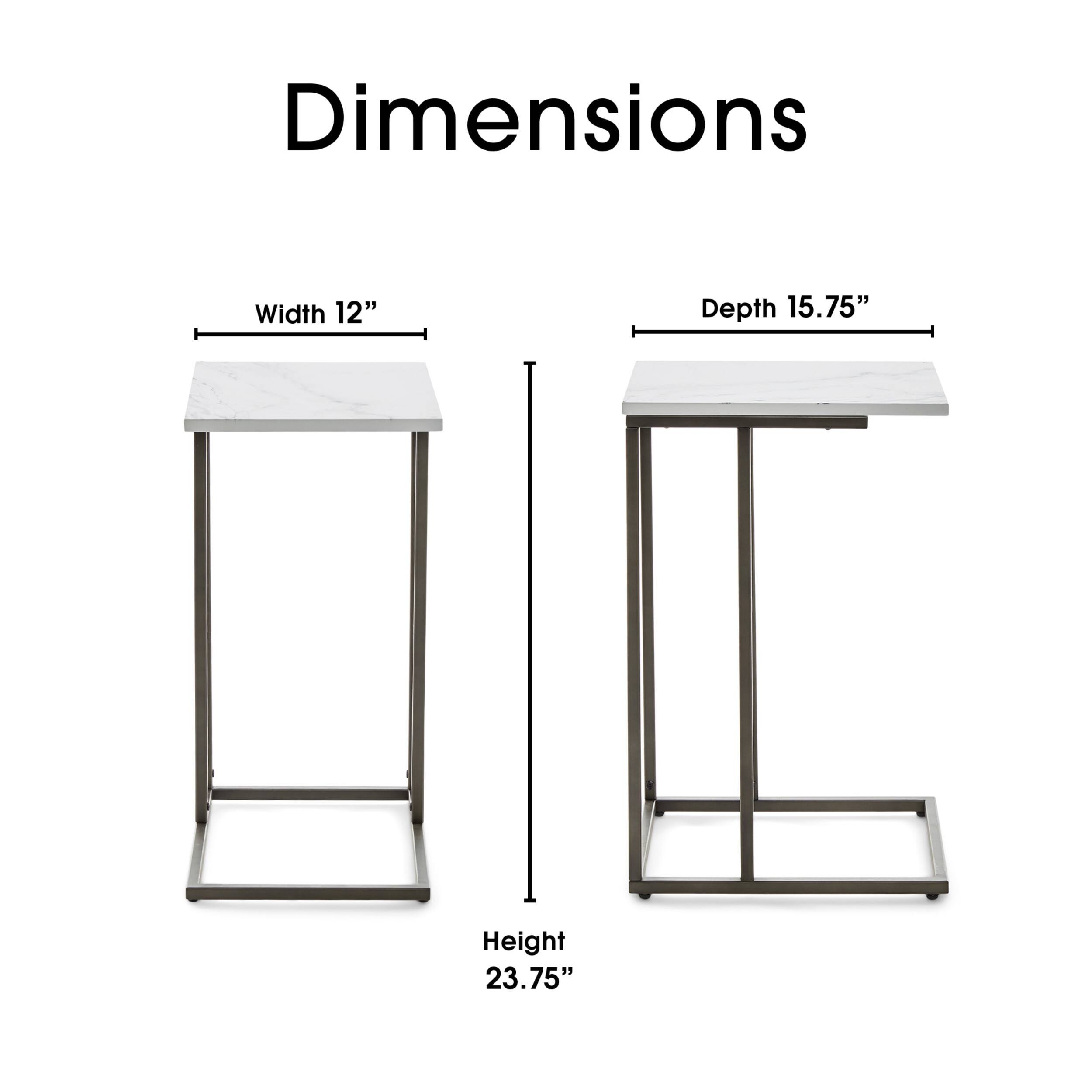 Angle. Serta - Harton C Shape Side Table - Marble Print.