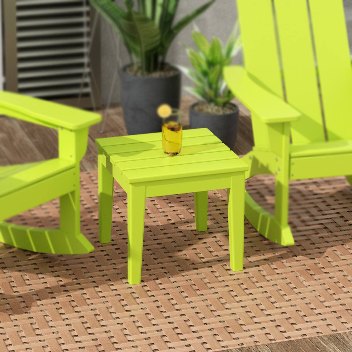 Angle. WestinTrends - WestinTrends Ashore Outdoor Patio Modern Adirondack Side Table - Lime.