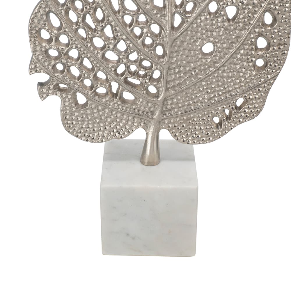 Back. Luckbyte - 15x29.3 Inch White Silver Leaf Table Lamp With Drum Shade Marble Base Assembly Required.