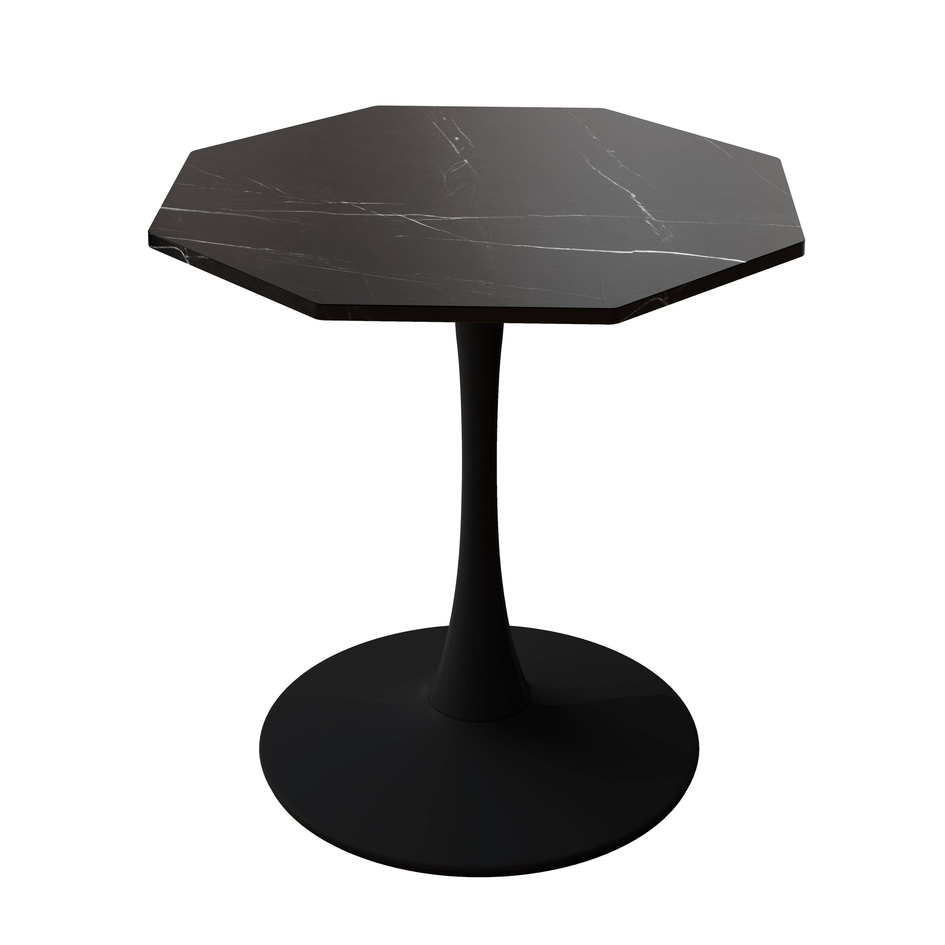 Alt View 2. Tiramisubest - 31.5" Modern Octagonal Coffee Table with Printed Black Marble Table Top,Metal Base,for Dining Room,Kitchen,Living Room - marble.