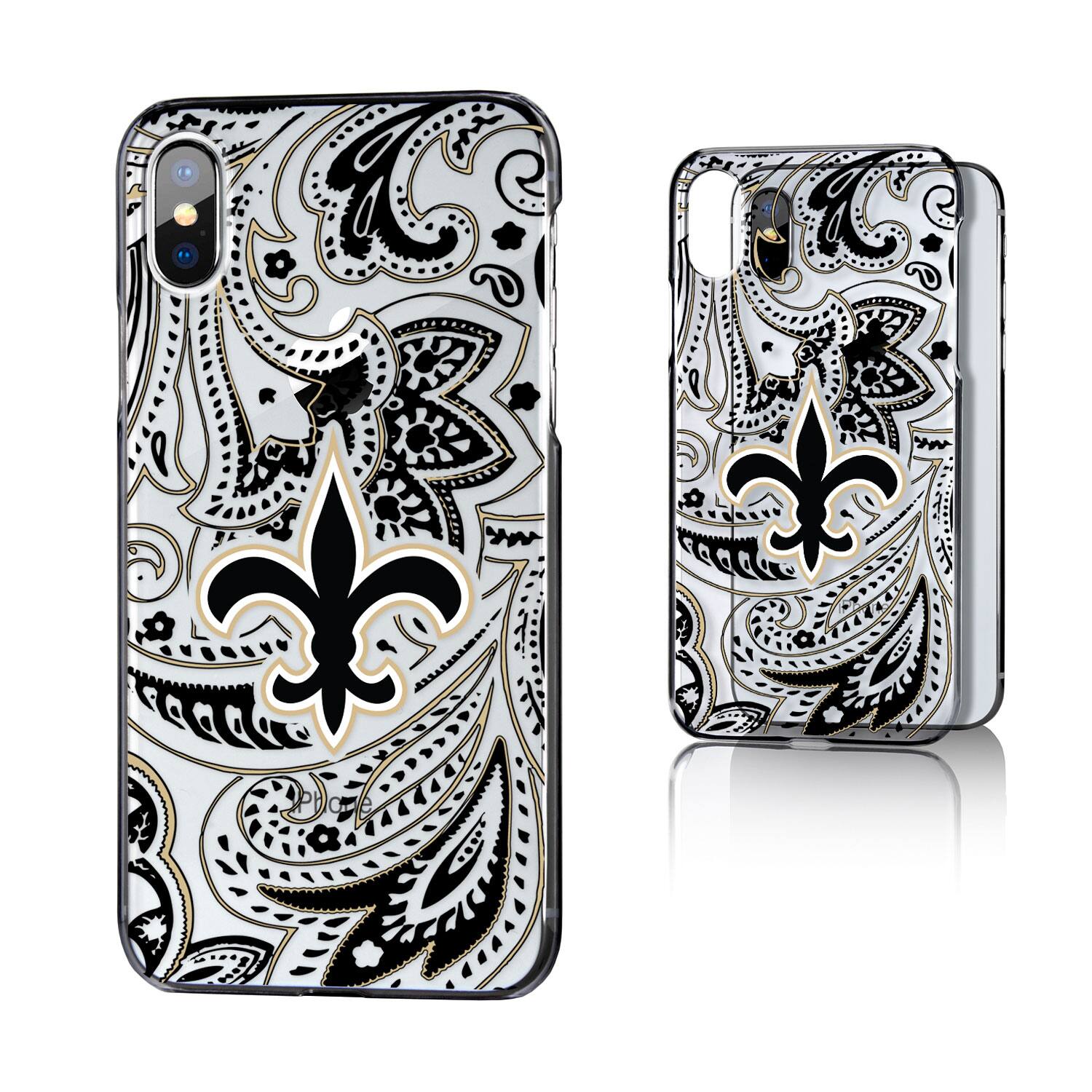 Alt View 2. Keyscaper - New Orleans Saints iPhone Clear Paisley Design Case - 16 Pro Max - Multicolor.