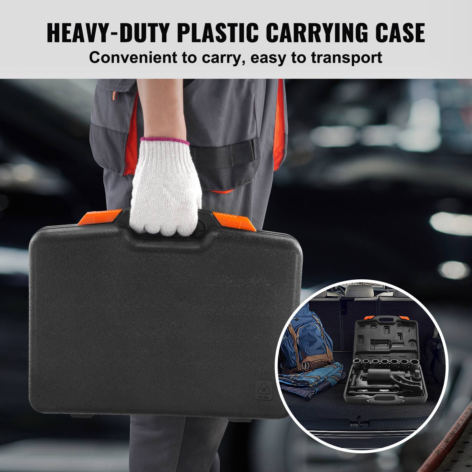HEAVY-DUTY PLASTIC CARRYING CASE  
Convenient to carry, easy to transport